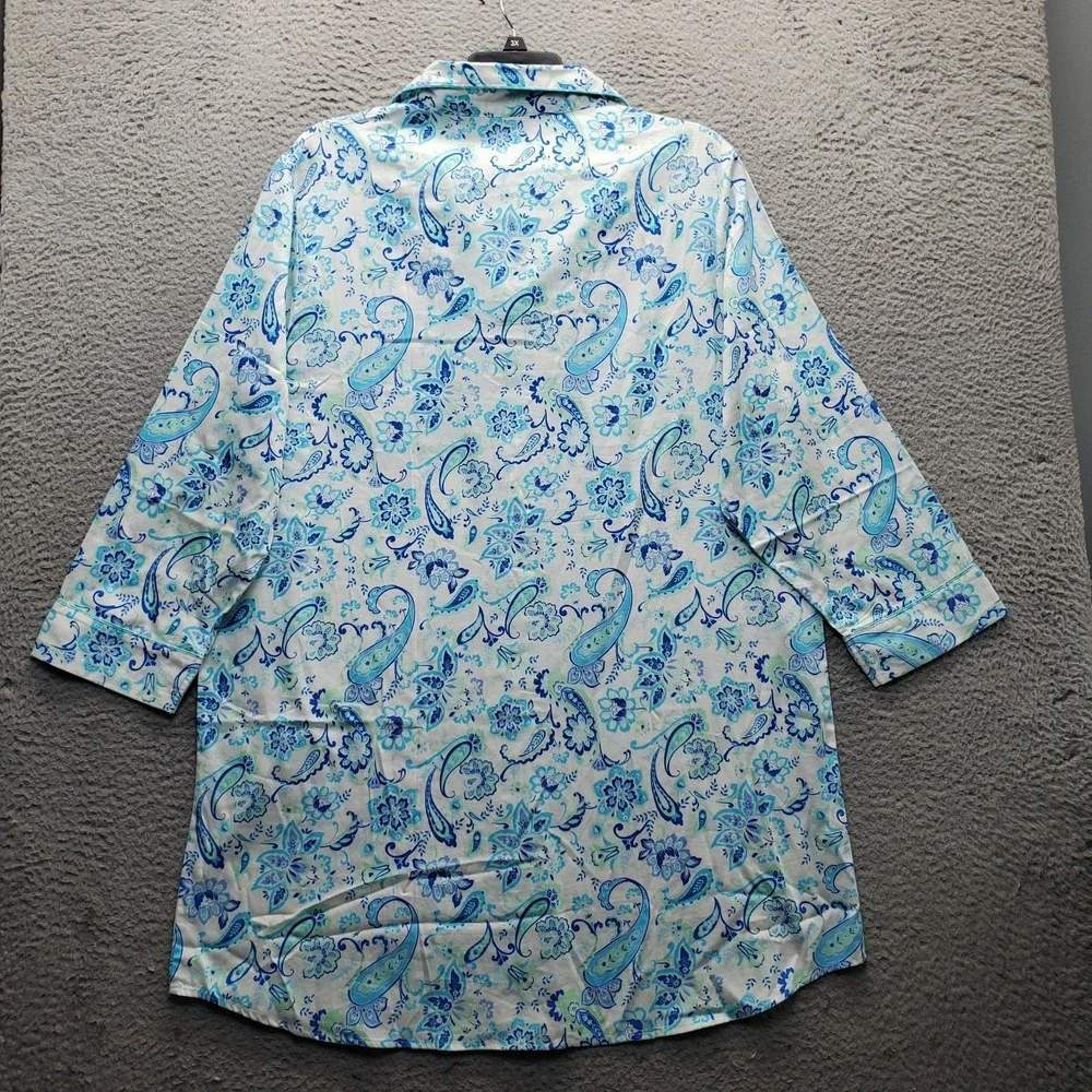 Lot of 2 Adonna Pajama Top Womens Plus 1X Multi Polka Dot Sleepwear Button Front